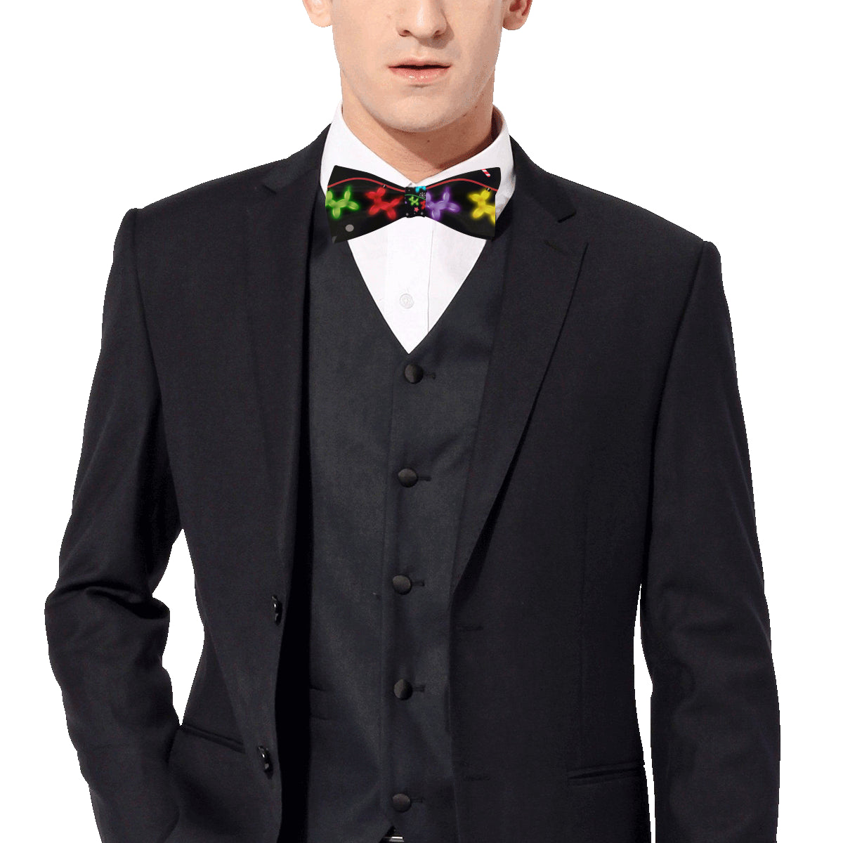 Black Lights Holiday Balloon Dogs Bow Tie