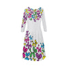 skater dress gray Elbow Sleeve Ice Skater Dress (D20)