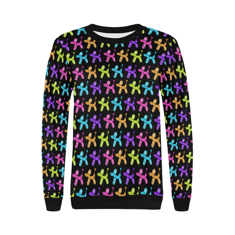 Color Pop Balloon Dog Women's Rib Cuff Crew Neck Sweatshirt