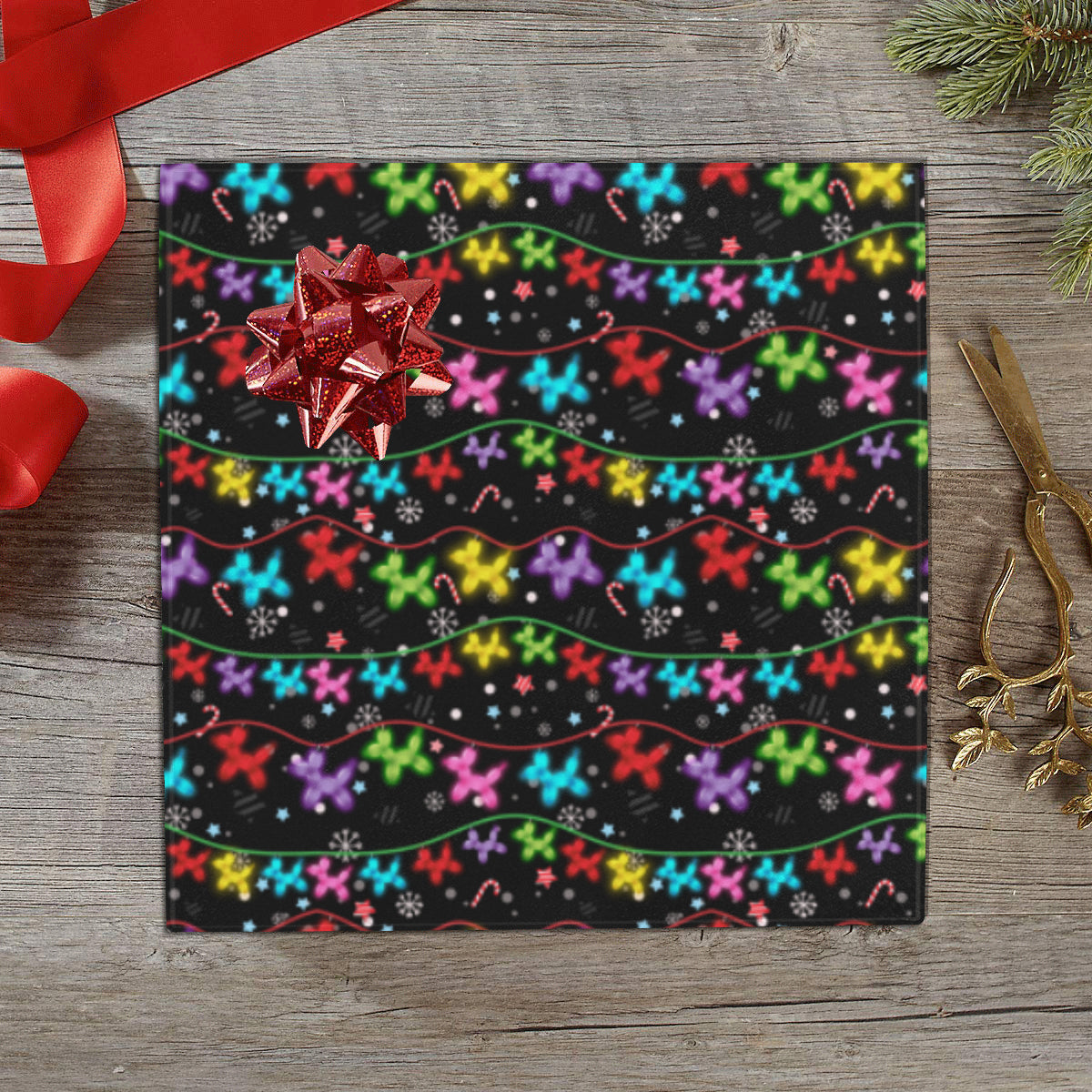 Balloon Dog Lights Gift Wrapping Paper 58"x 23" (1 Roll)