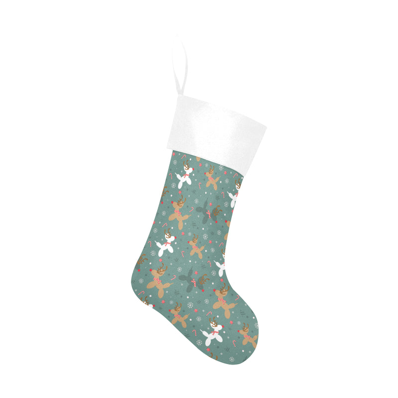 Green Reindeer Balloon Dog Christmas Stocking