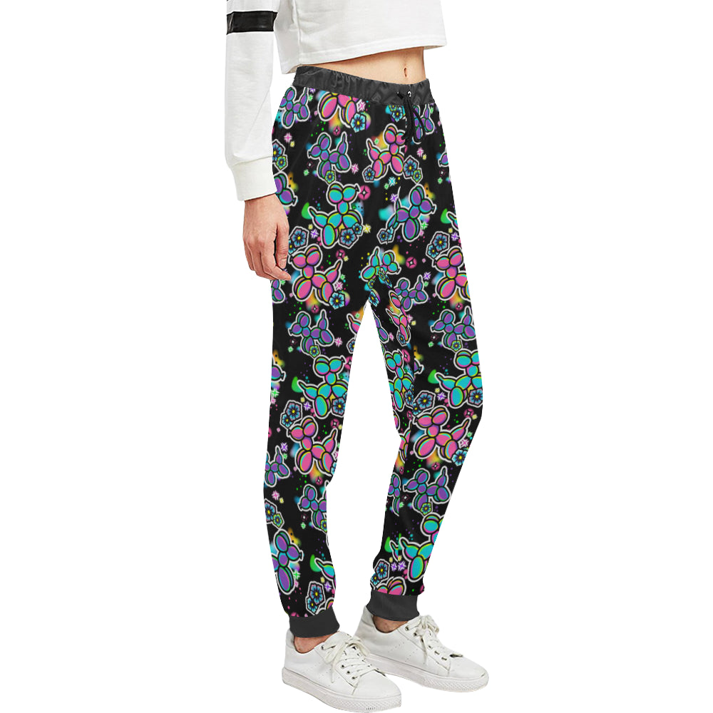Graffiti Dogs on Black Women's Sweatpants