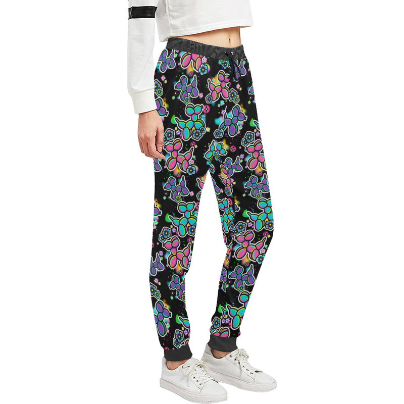 Graffiti Dogs on Black Women's Sweatpants