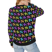Color Pop Balloon Dog Women's Rib Cuff Crew Neck Sweatshirt