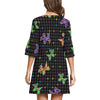 Sugar Skull Balloon Dogs Half Sleeves V-Neck Dress/Tunic