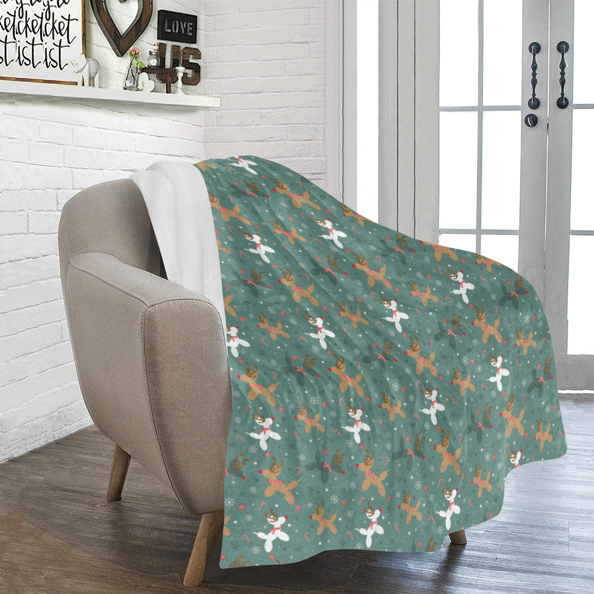 Reindeer Balloon Dogs Micro Fleece Blanket