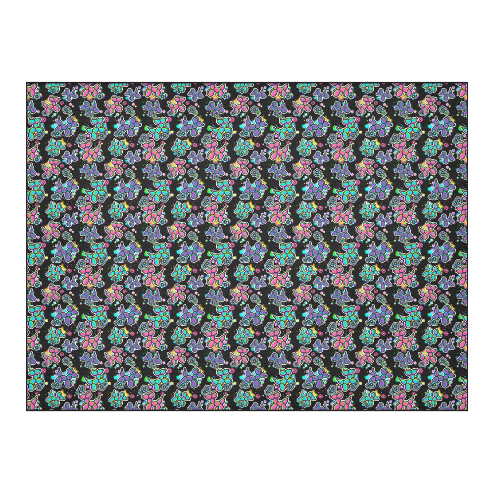 Graffiti Dogs Black Cotton Linen Tablecloth