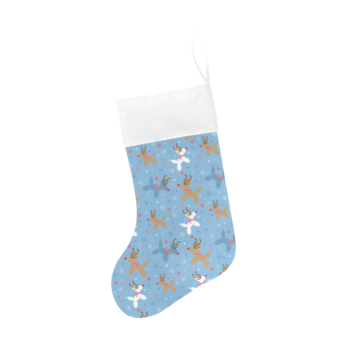 Blue Reindeer Balloon Dog Christmas Stocking