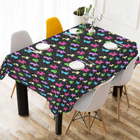 Classic on Black Cotton Linen Tablecloth 52"x 70"