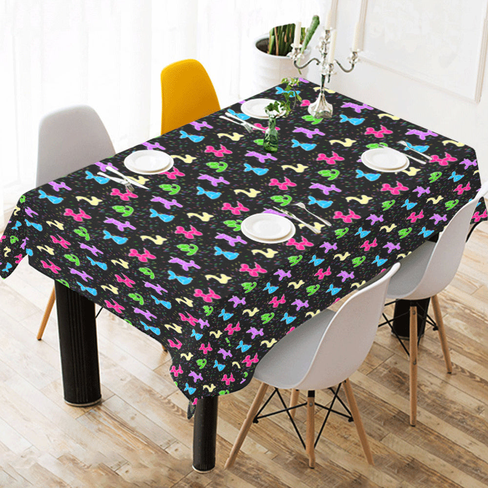 Classic on Black Cotton Linen Tablecloth 52"x 70"
