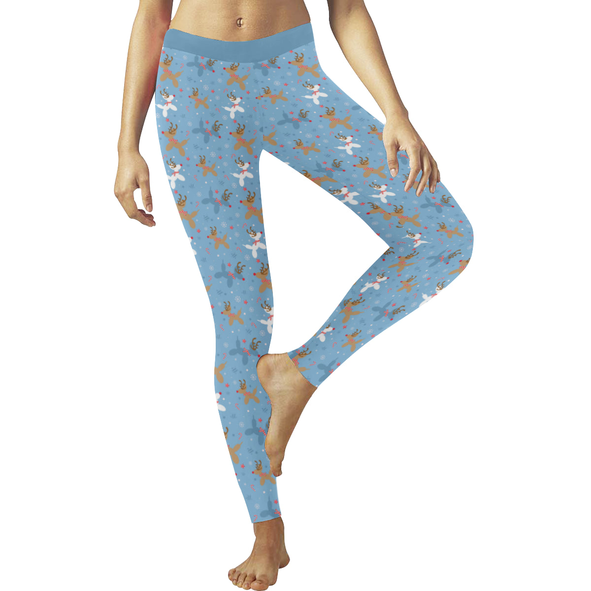 Blue Reindeer Balloon Dog Leggings