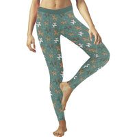 Green Reindeer Balloon Dog Leggings