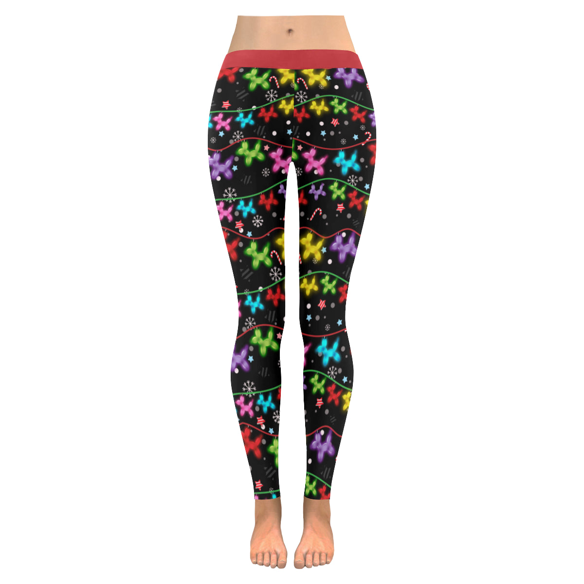 Balloon Dog Christmas Lights Leggings
