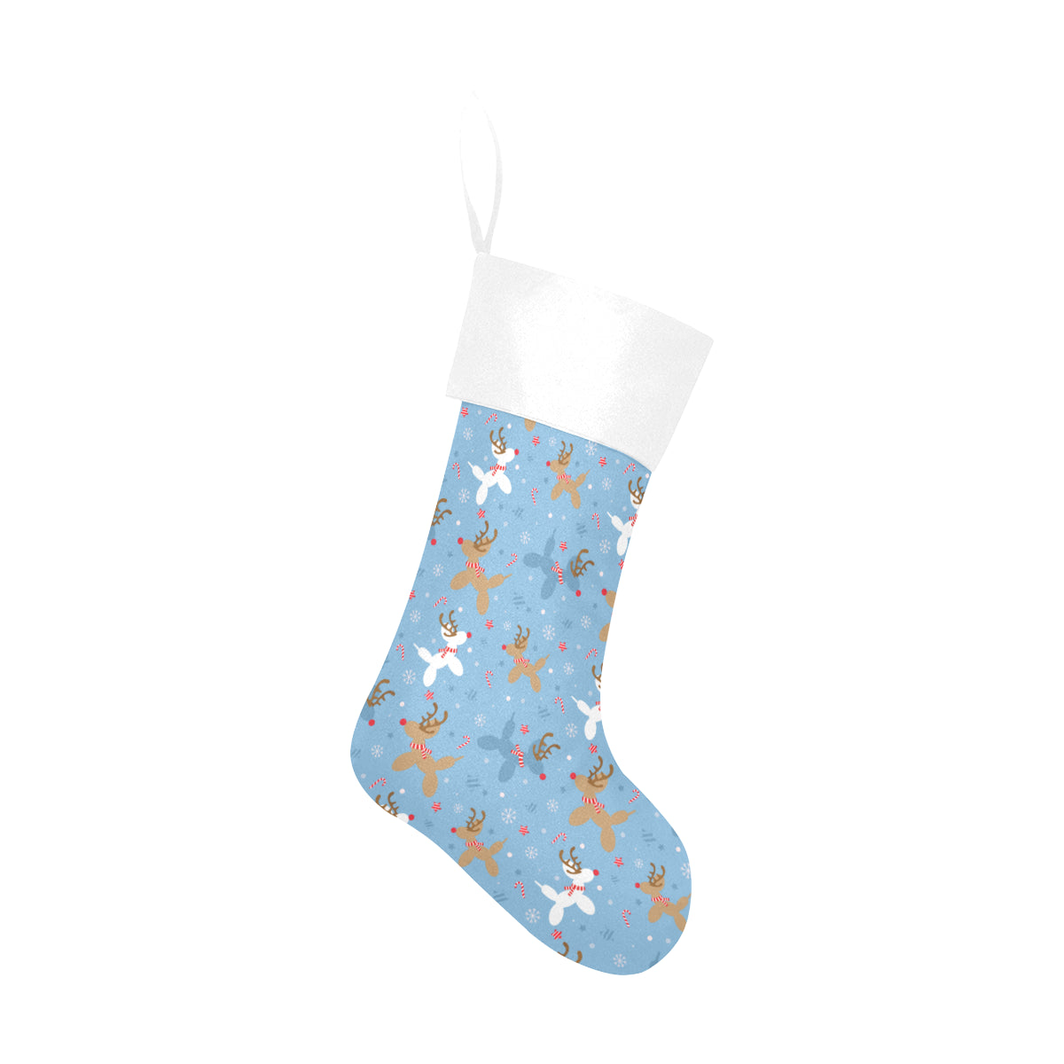 Blue Reindeer Balloon Dog Christmas Stocking