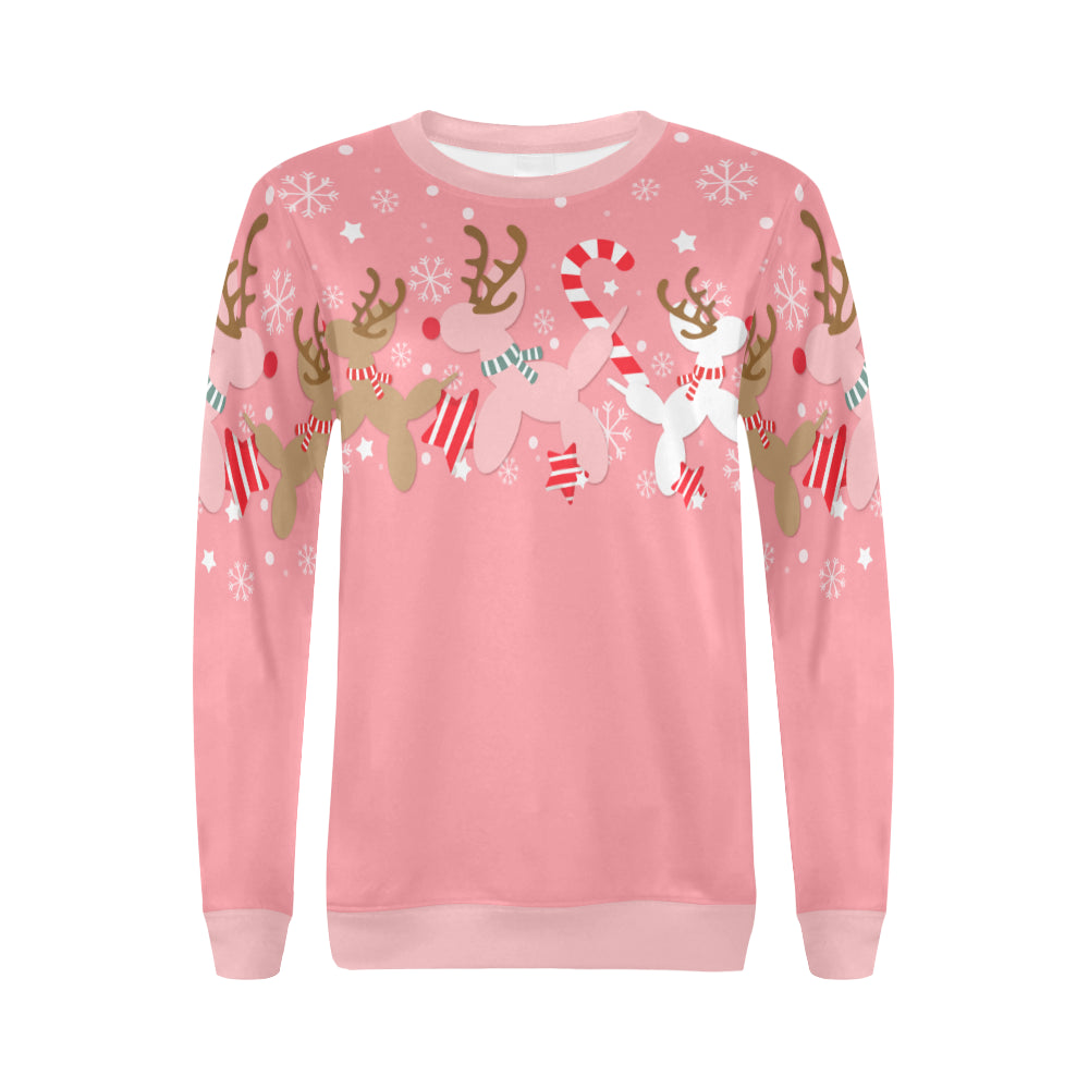 Pink Reindeer Balloon Dog Sweatshirt