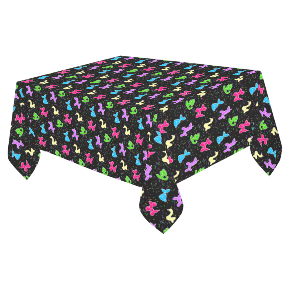 Classic on Black Cotton Linen Tablecloth 52"x 70"