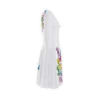 skater dress gray Elbow Sleeve Ice Skater Dress (D20)