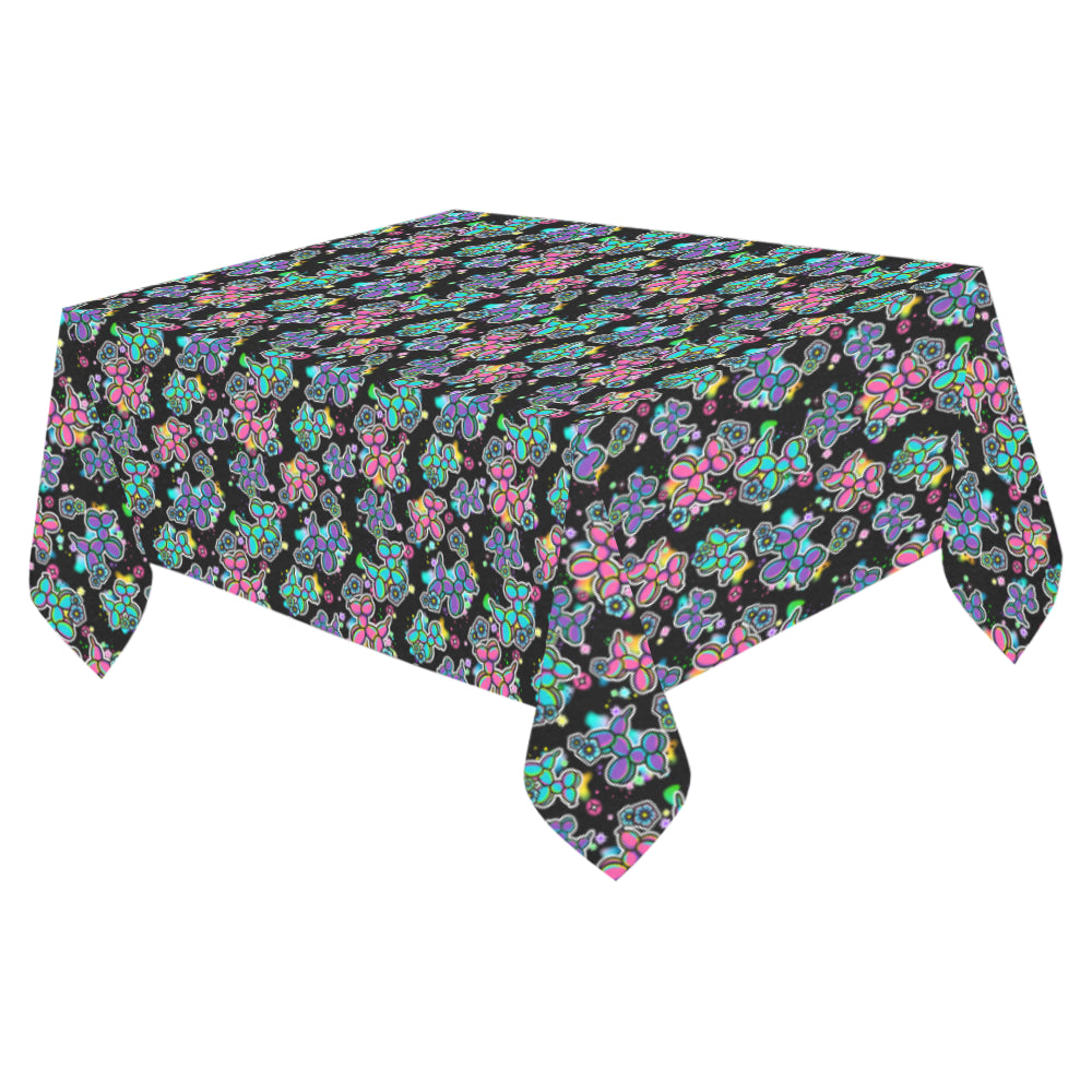 Graffiti Dogs Black Cotton Linen Tablecloth