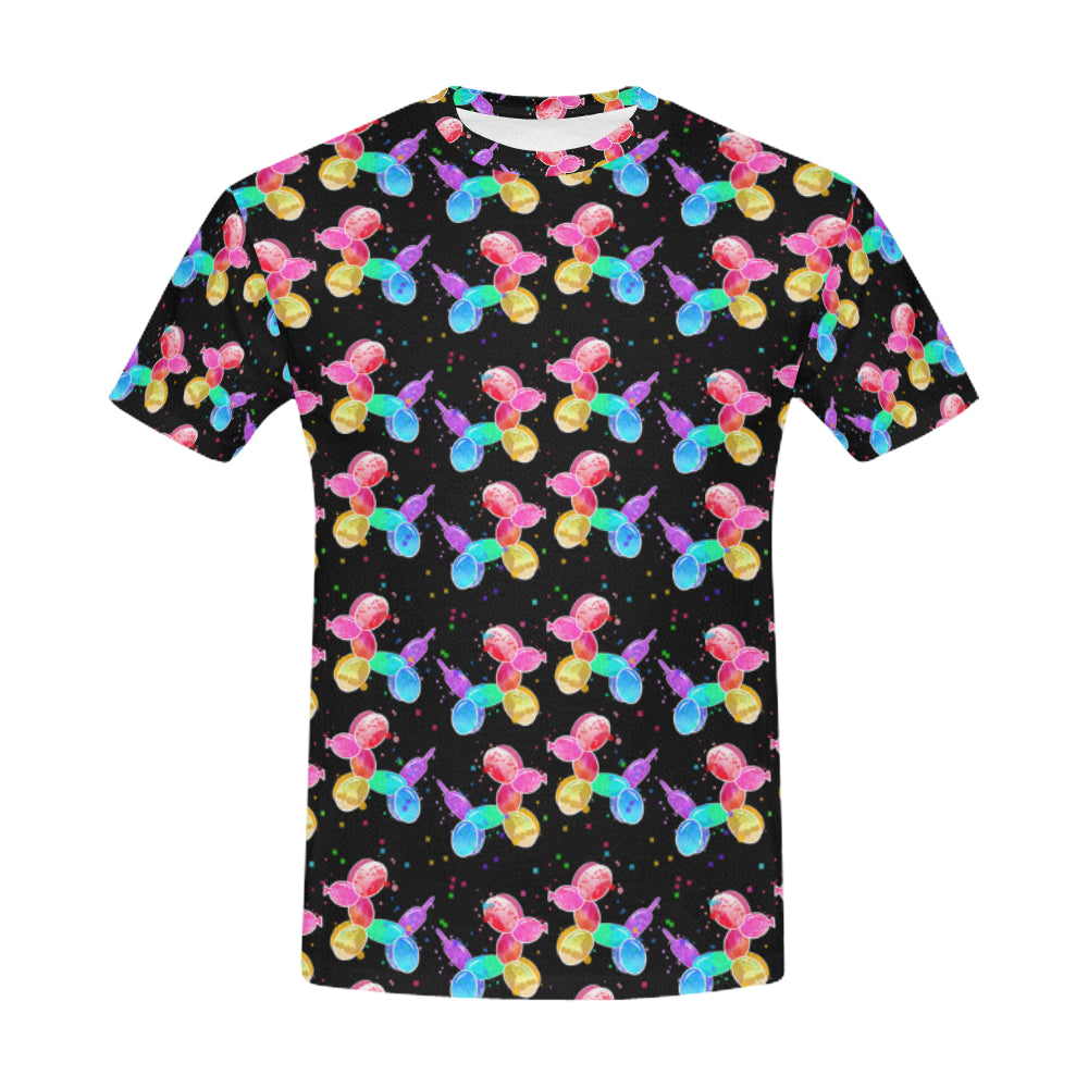 Men's Watercolor Dogs in black T-shirt