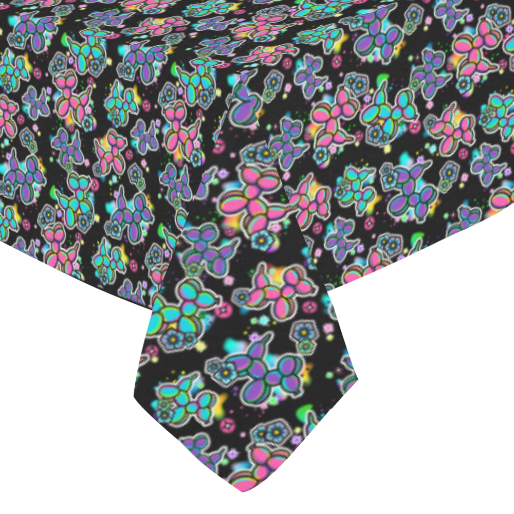 Graffiti Dogs Black Cotton Linen Tablecloth