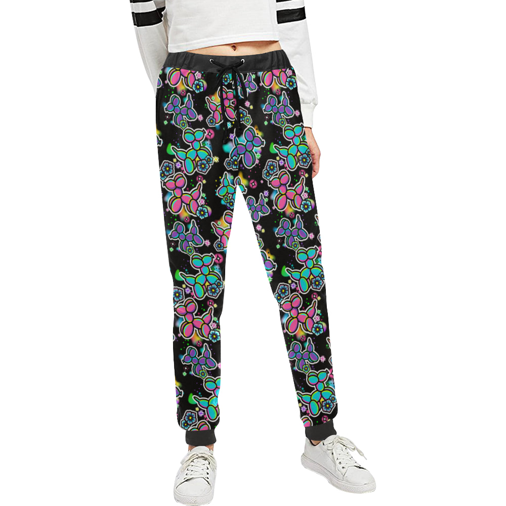 Graffiti Dogs on Black Women's Sweatpants