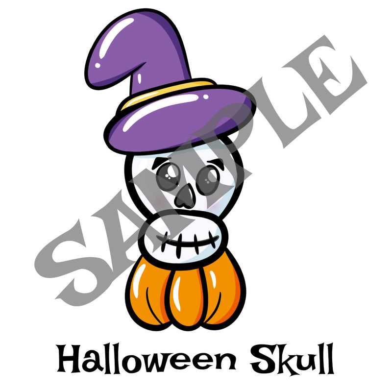 Halloween Skull with Witch Hat