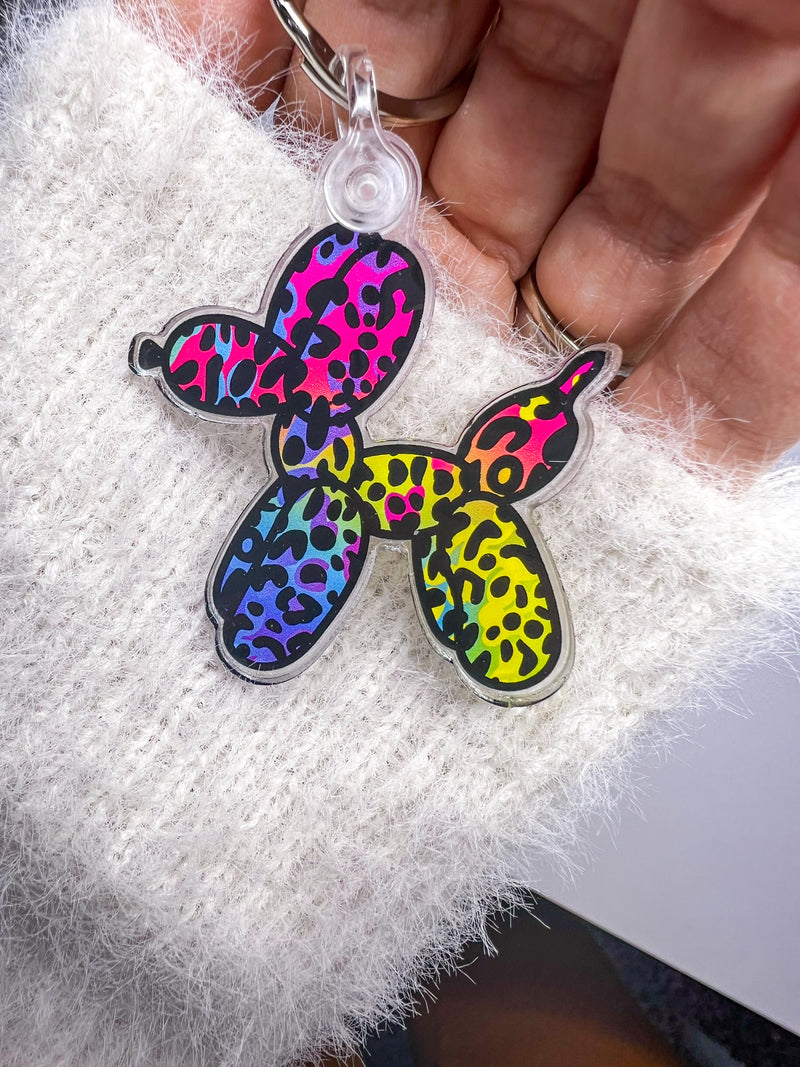 Leopard Balloon Dog Keychain