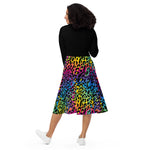 Rainbow Leopard Print Balloon Artist Long Sleeve Dress with Pockets