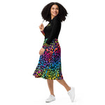 Rainbow Leopard Print Balloon Artist Long Sleeve Dress with Pockets