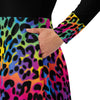 Rainbow Leopard Print Balloon Artist Long Sleeve Dress with Pockets