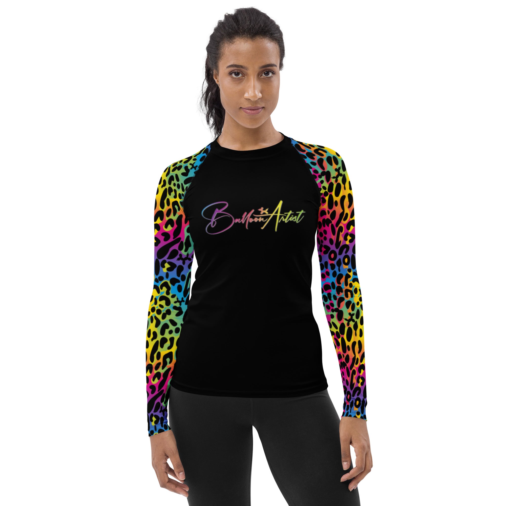 Rainbow Leopard Balloon Artist Long Sleeve Athletic Shirt