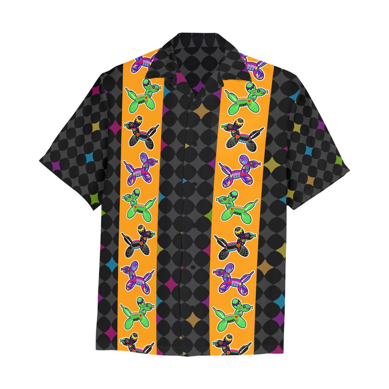 Sugar Skull Balloon Dogs Hawaiian Shirt with Chest Pocket