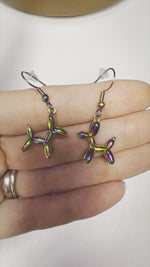 Rainbow Chrome Balloon Dog Earrings