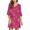 Halloween Rounds Half Sleeve V-Neck Dress/Tunic