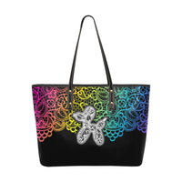 Lace Dogs Balloon Animal Leather Tote Bag