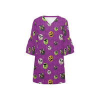 Halloween Rounds Half Sleeve V-Neck Dress/Tunic