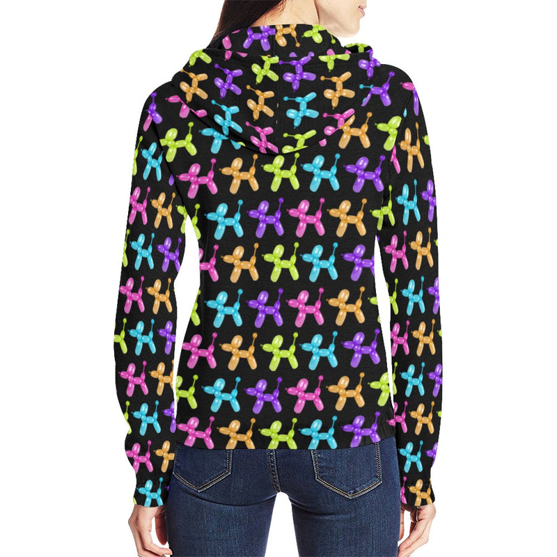 Color Pop Balloon Dog Full Zip Hoodie for Women