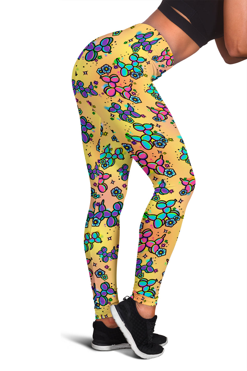 Graffiti Dogs on Orange Leggings