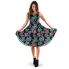 Graffiti Dogs on Black Midi Dress