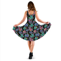Graffiti Dogs on Black Midi Dress