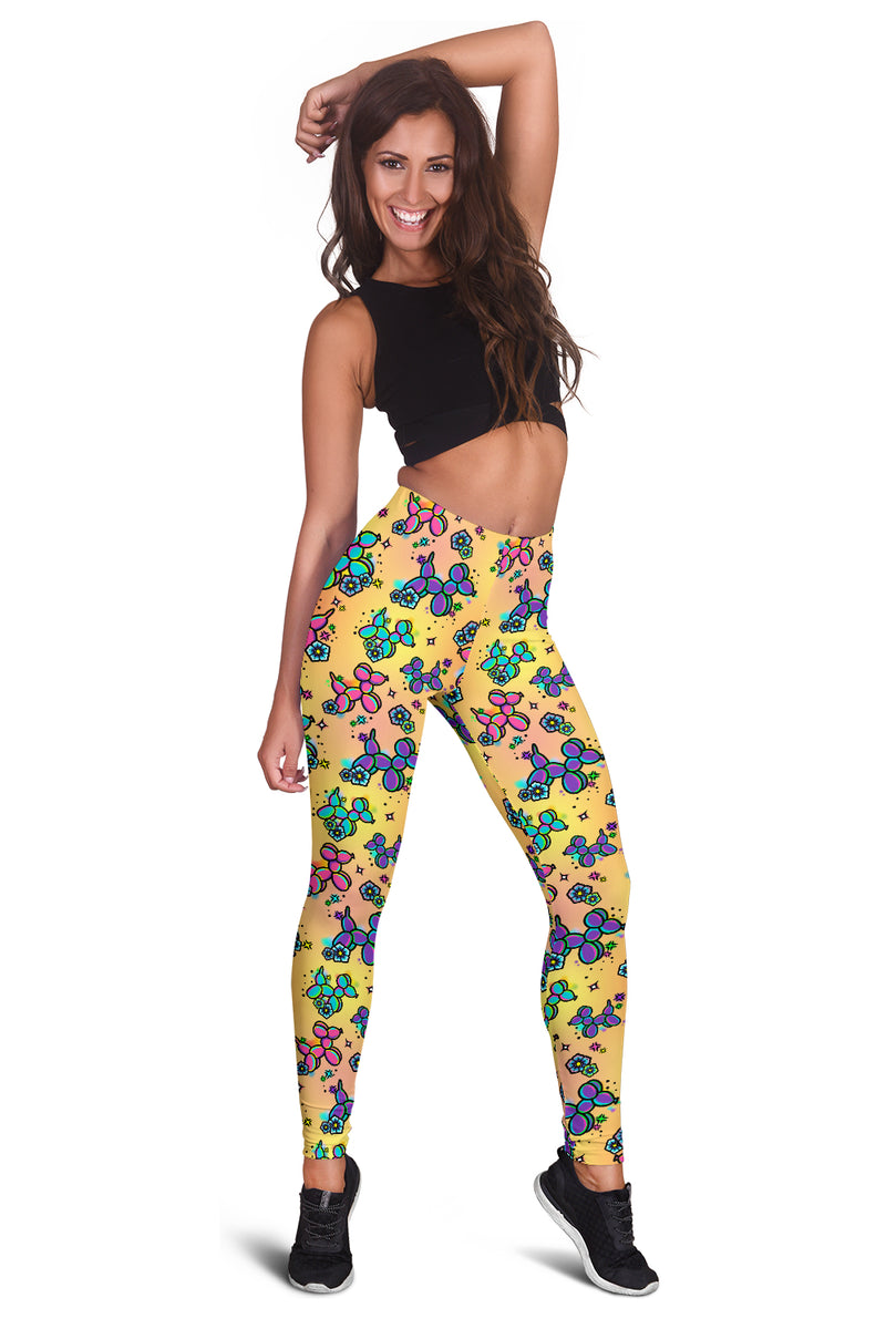 Graffiti Dogs on Orange Leggings