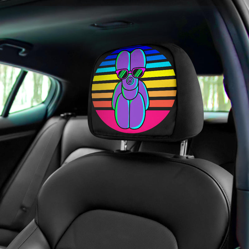 Sunset Balloon Dog Car Headrest Covers