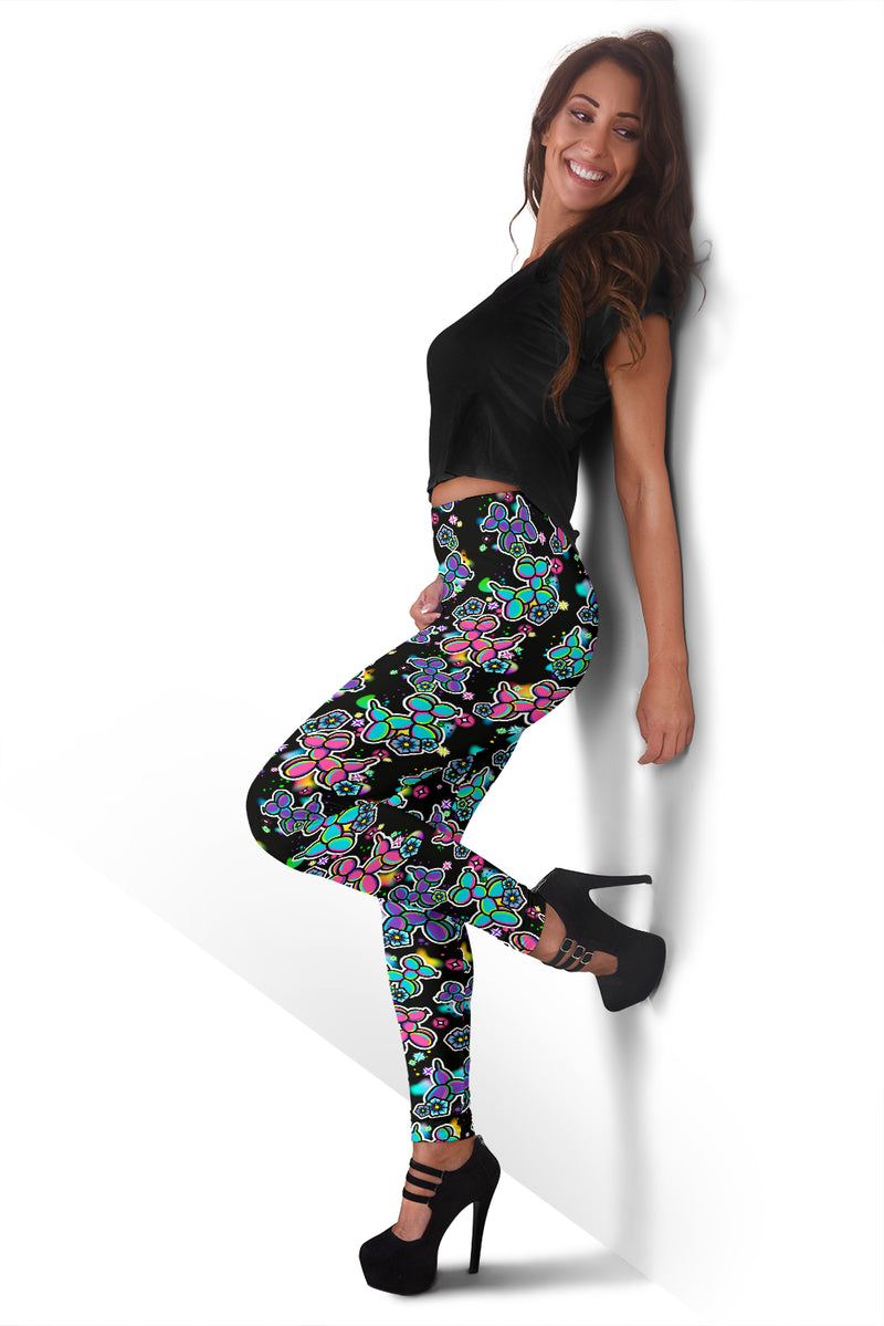 Graffiti Dogs in Black Leggings