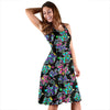 Graffiti Dogs on Black Midi Dress