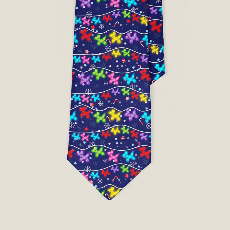 Balloon Dog Christmas Lights Necktie