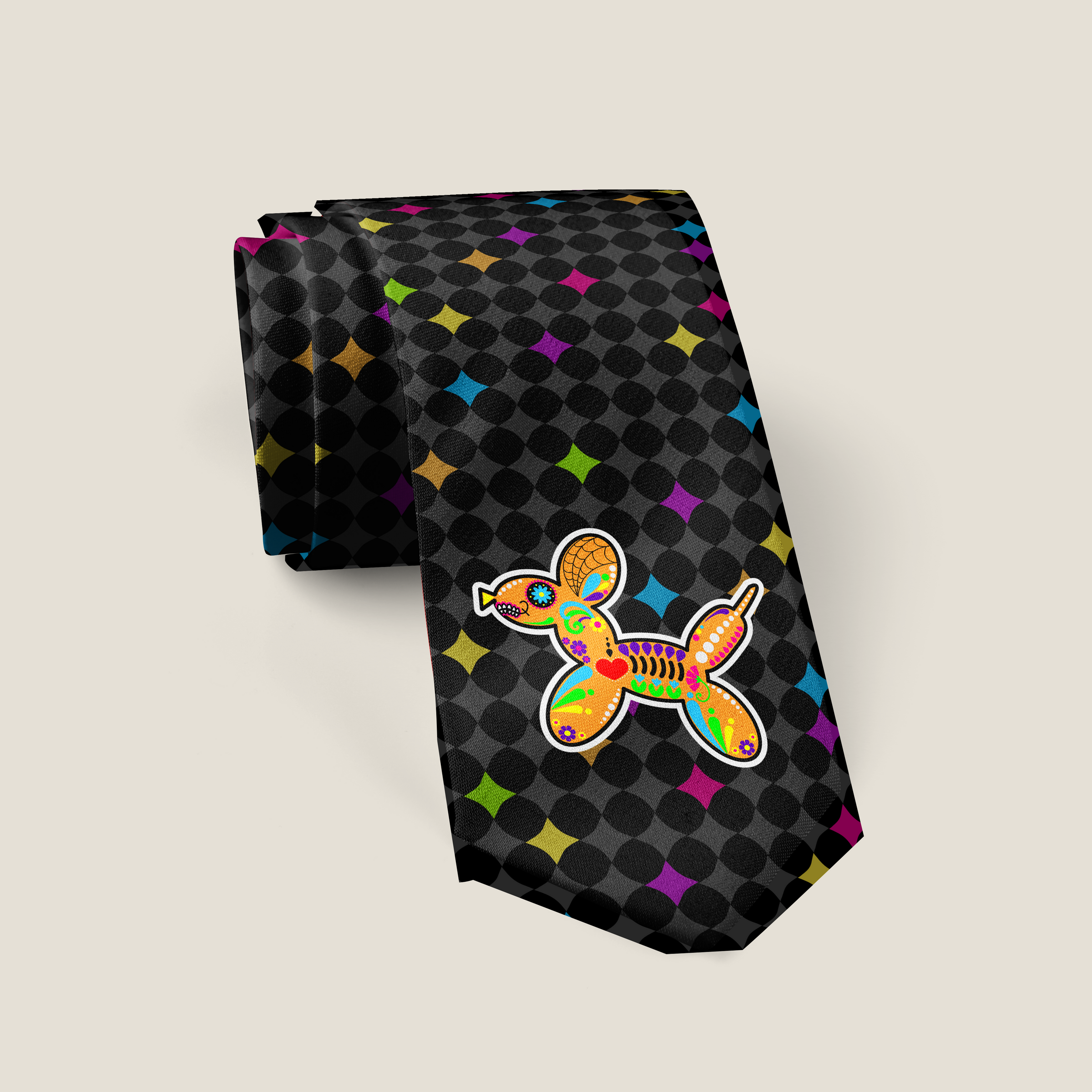 Sugar Skull Balloon Dog Classic Necktie