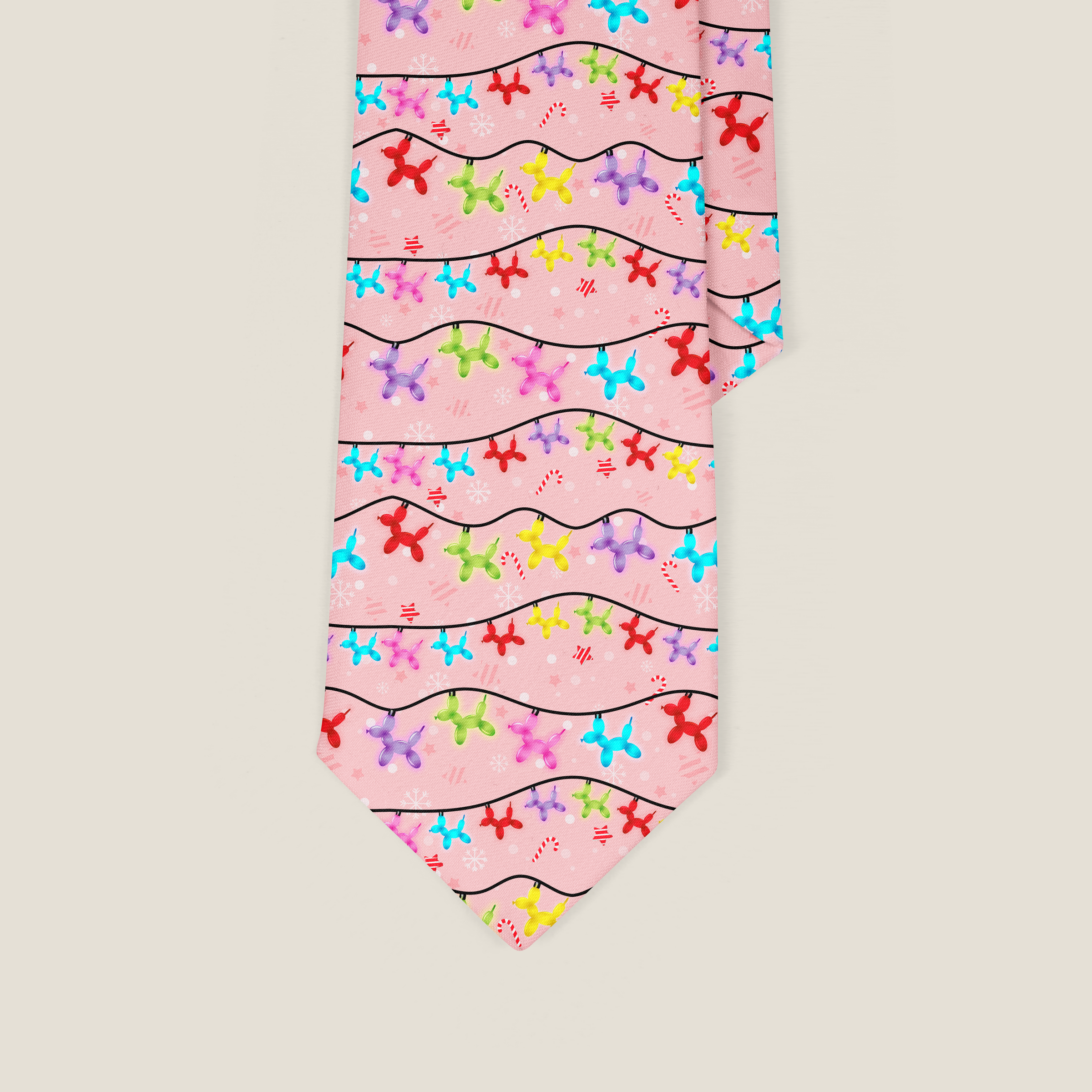 Balloon Dog Christmas Lights Necktie
