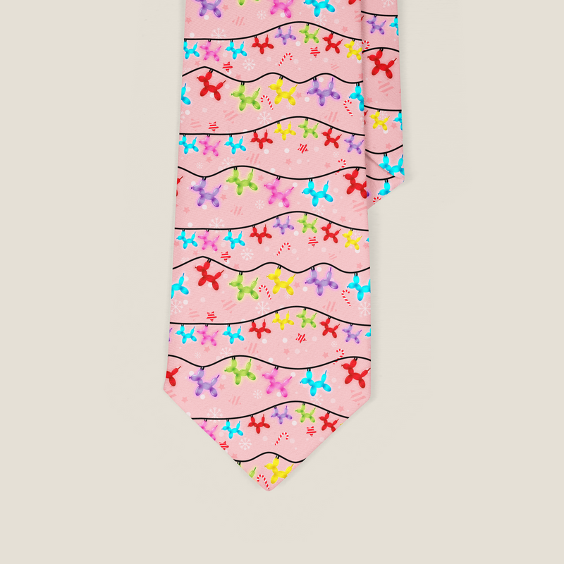 Balloon Dog Christmas Lights Necktie
